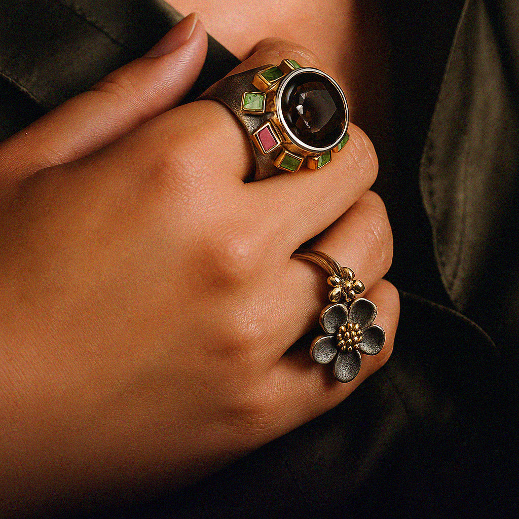 Collection image, showing handmade ring on models