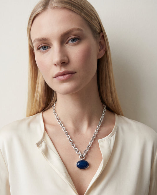Agate Amulet Silver Chain Necklace – handmade jewellery by Golden Horn