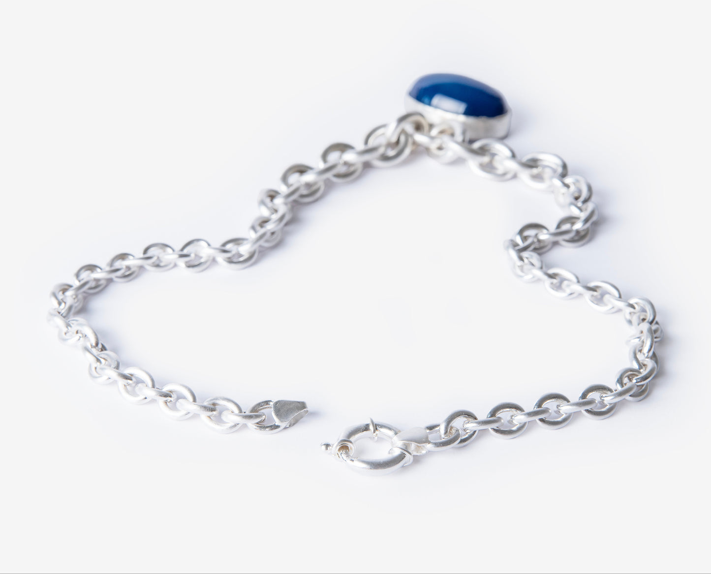 Agate Amulet Silver Chain Necklace-Golden Horn Jewellery