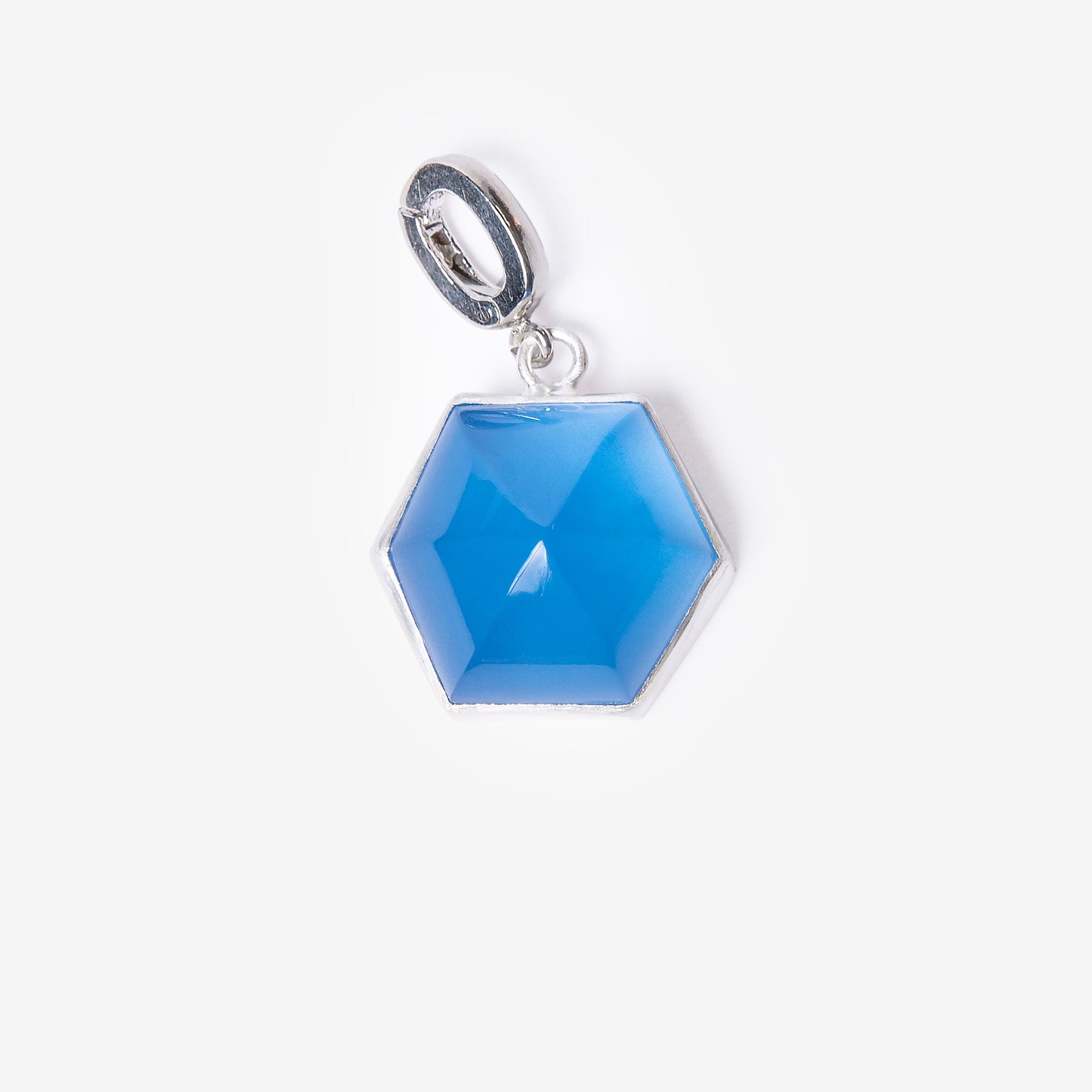 Blue Chalcedony Dome Slver Charm Clip-On Pendant-Golden Horn Jewellery