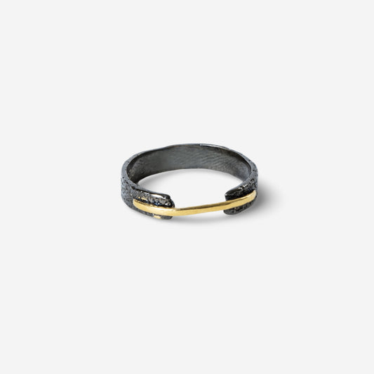 Connection Hammered Silver Ring - Golden Horn