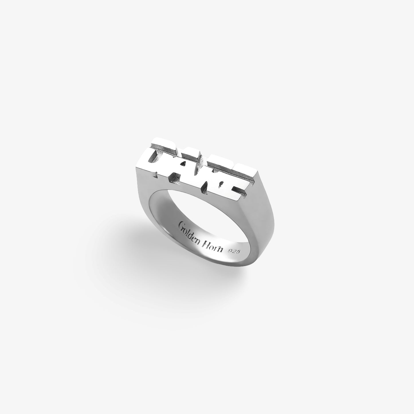 Dare Motto Manifesto Silver Ring-Golden Horn Jewellery