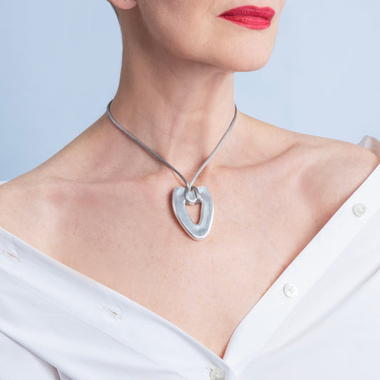 Fluent Heart Silver Pendant-Golden Horn Jewellery