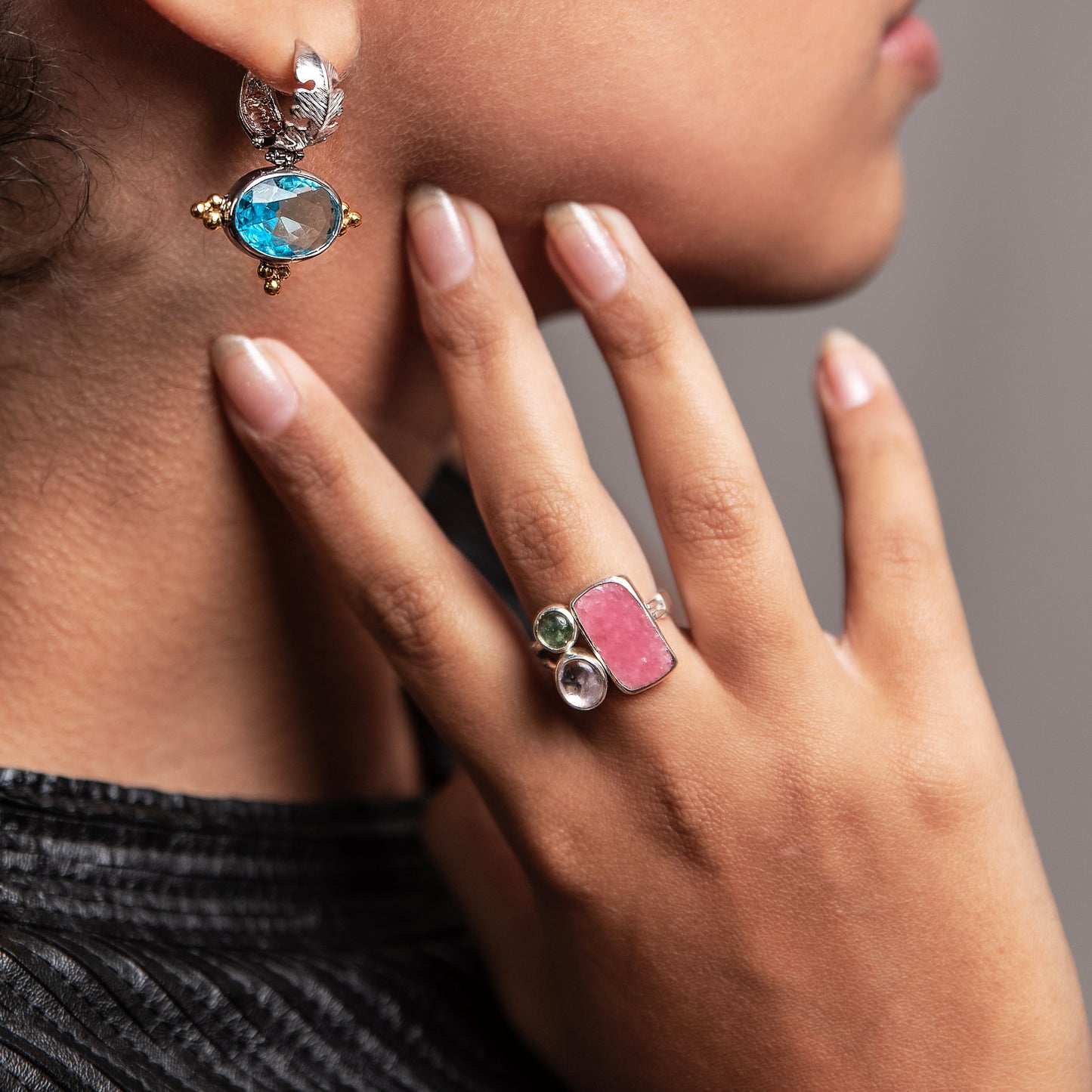 Three Stones Ring - Golden Horn