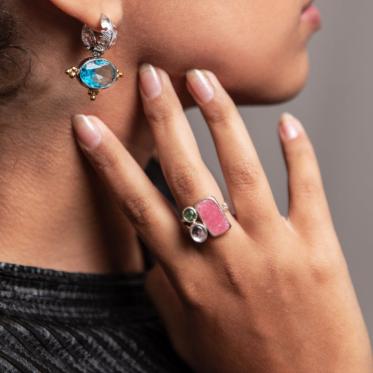 Three Stones Ring - Golden Horn