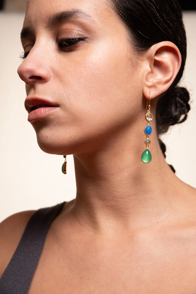 Aegean Breeze Trio Drop Earrings - Golden Horn