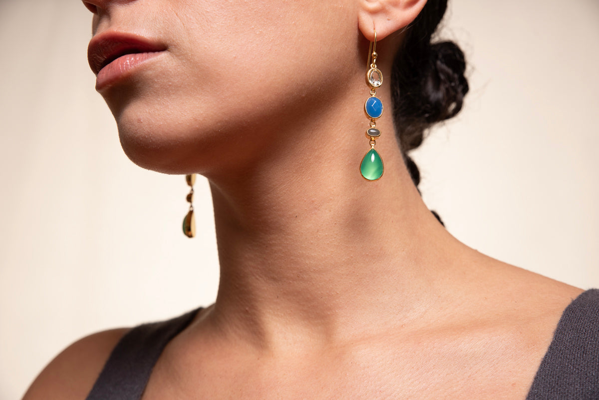 Aegean Breeze Trio Drop Earrings - Golden Horn Jewellery