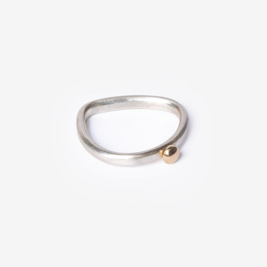 Golden Bubble Dot Circle Stacking Silver Ring-Golden Horn Jewellery