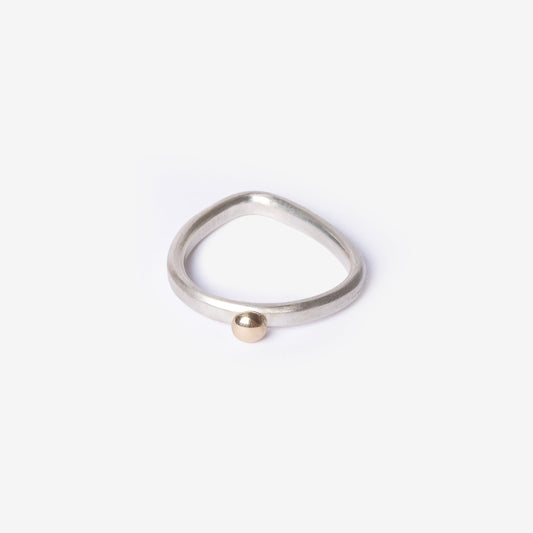 Golden Bubble Dot Circle Stacking Silver Ring-Golden Horn Jewellery