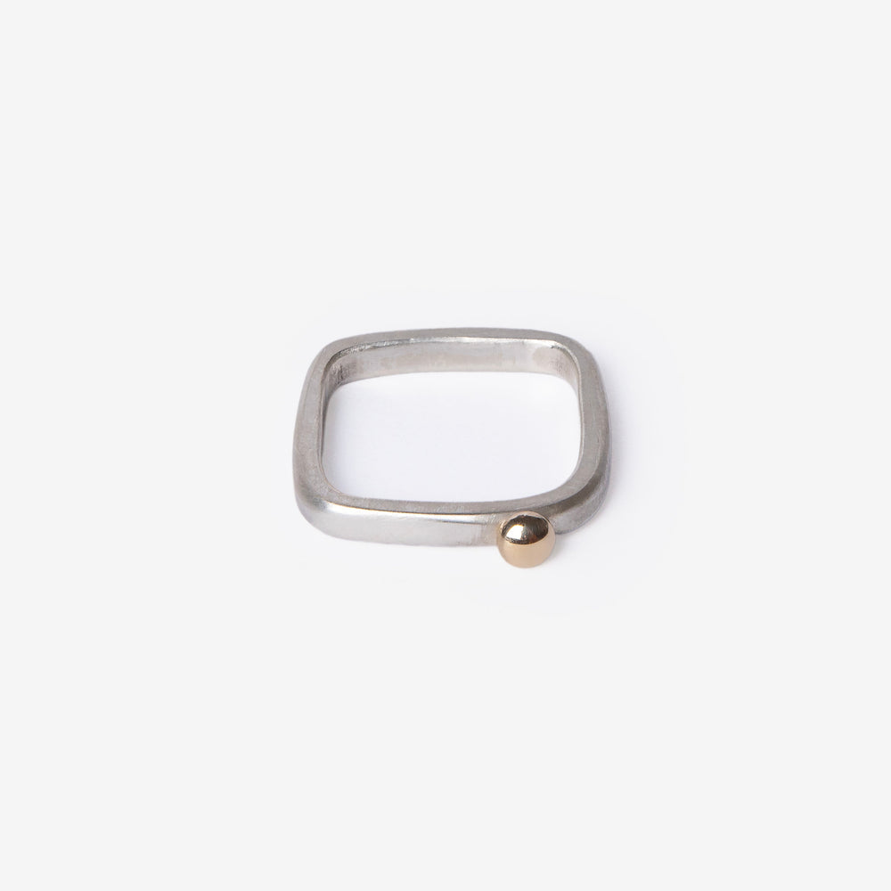 Golden Bubble Dot Square Stacking Silver Ring-Golden Horn Jewellery