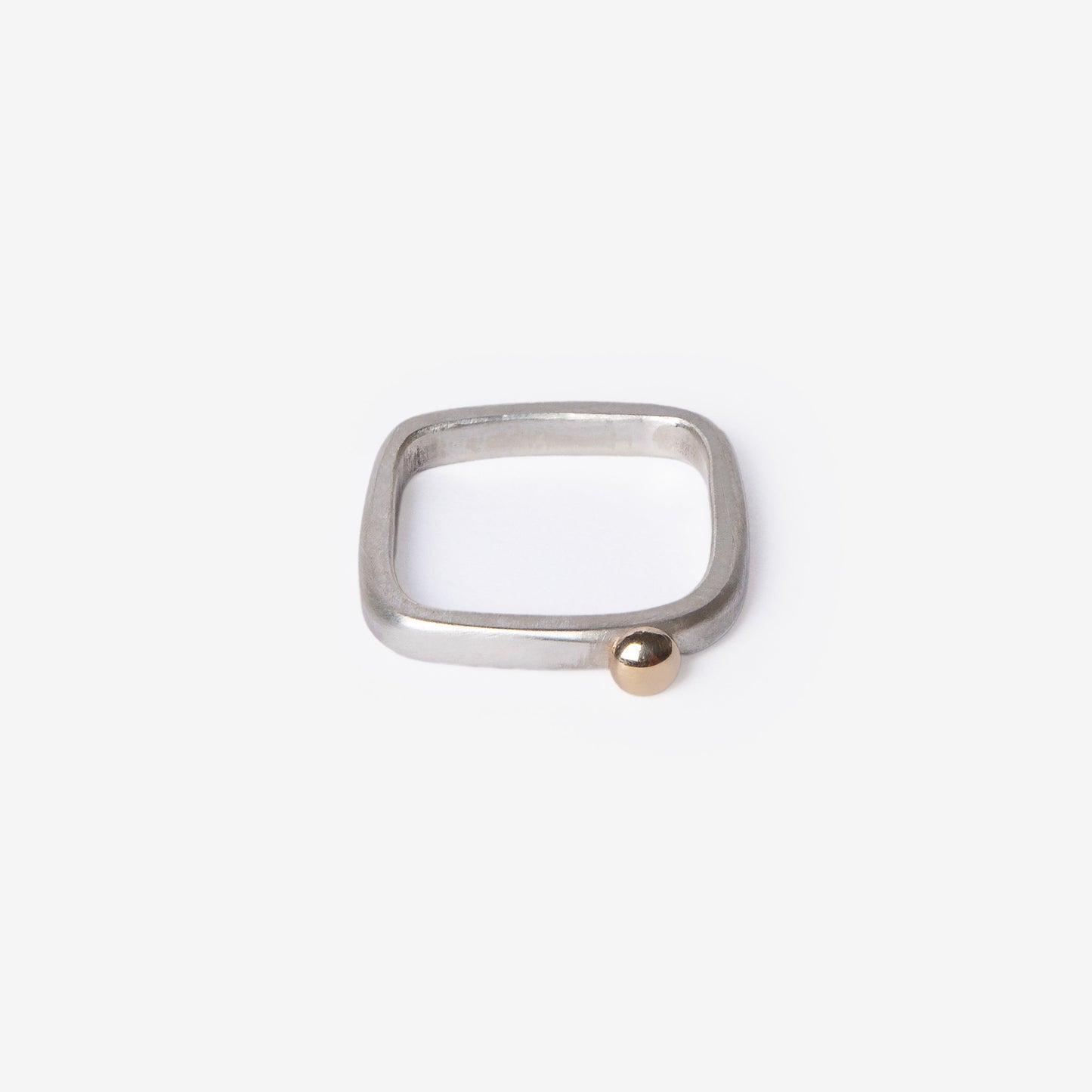 Golden Bubble Dot Square Stacking Silver Ring-Golden Horn Jewellery