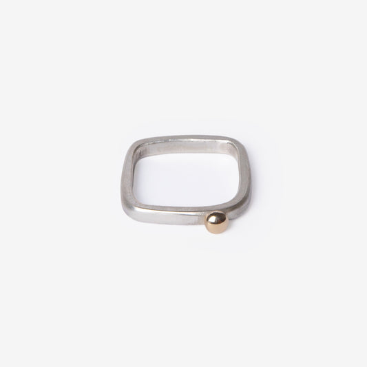 Golden Bubble Dot Square Stacking Silver Ring-Golden Horn Jewellery