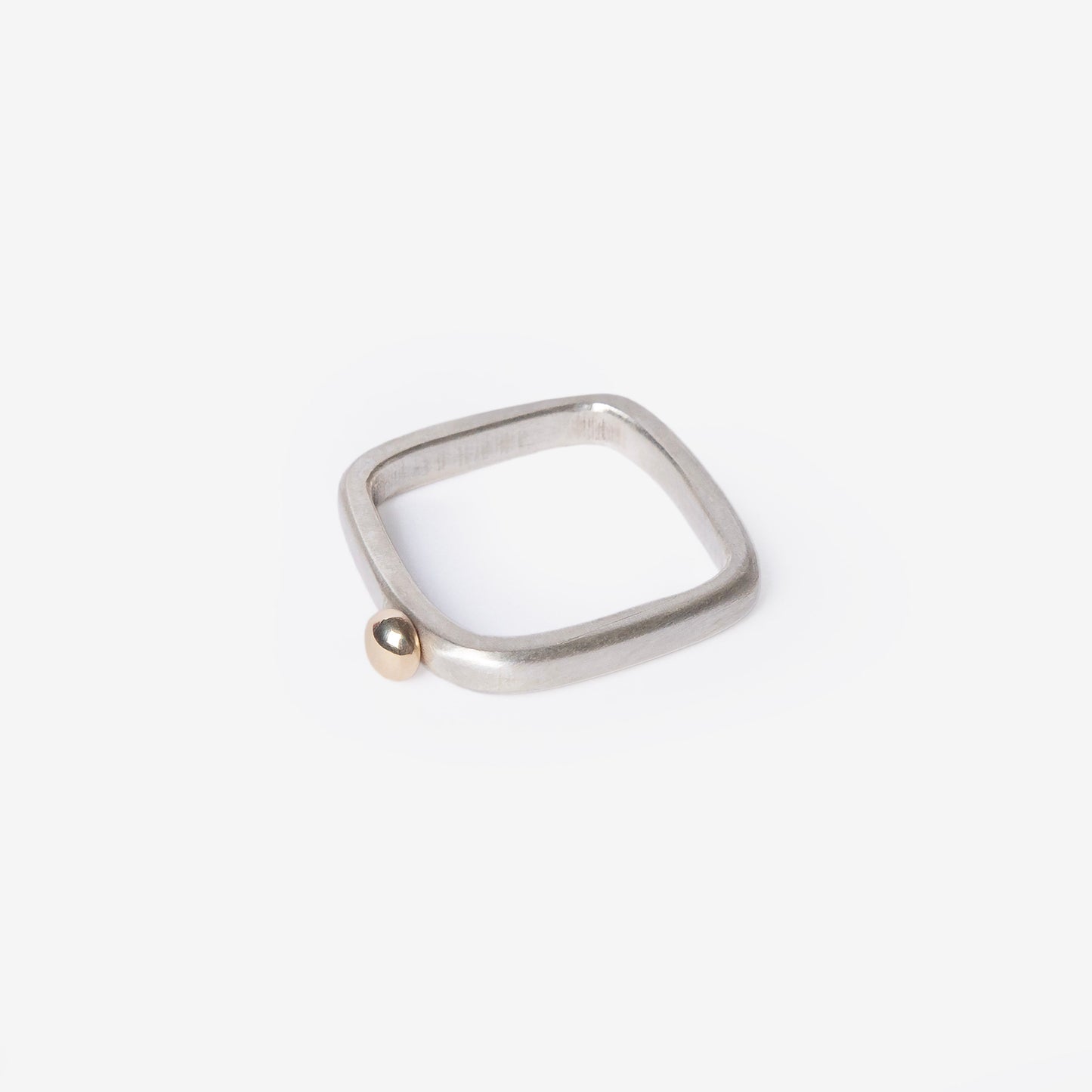 Golden Bubble Dot Square Stacking Silver Ring-Golden Horn Jewellery