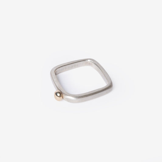 Golden Bubble Dot Square Stacking Silver Ring-Golden Horn Jewellery