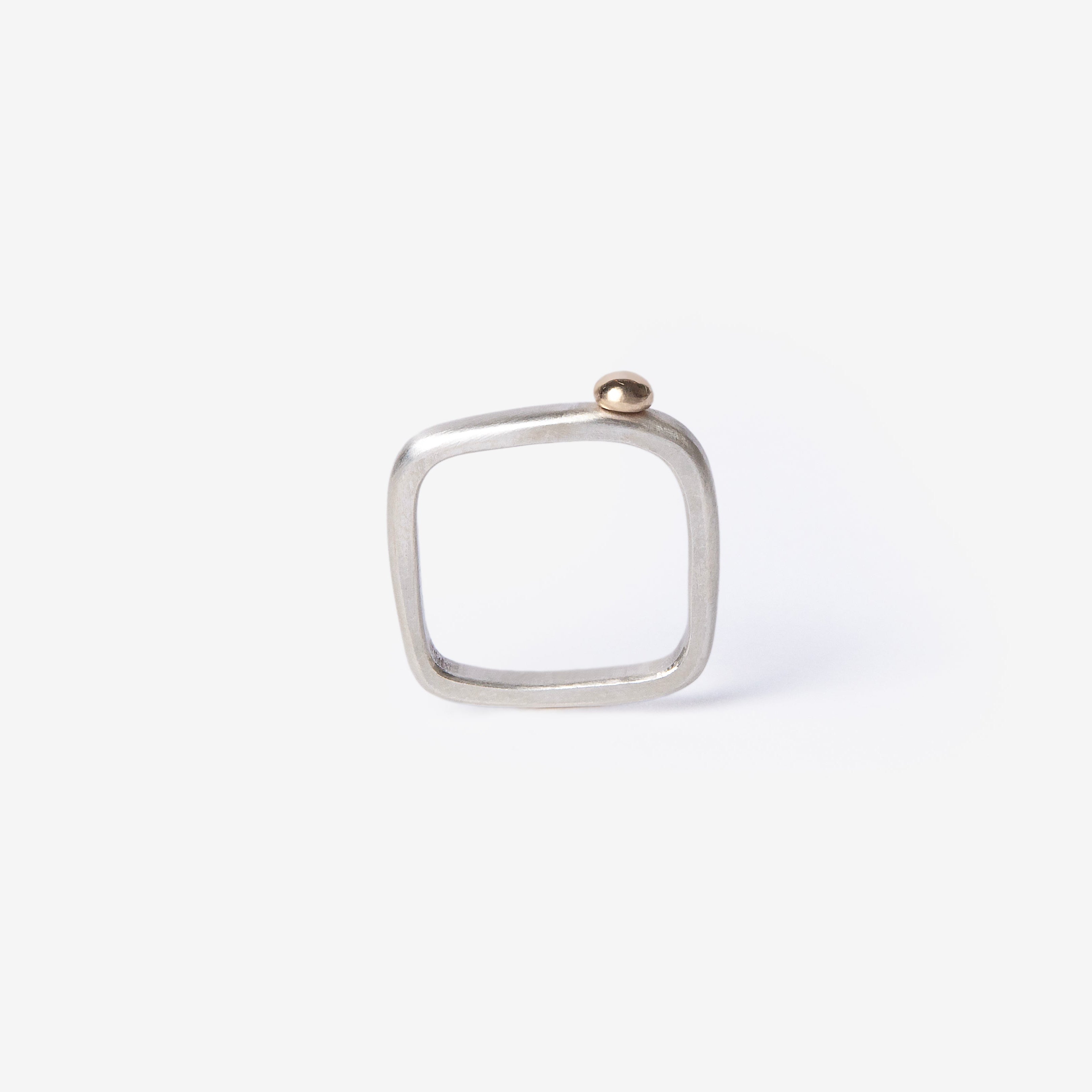 Golden Bubble Dot Square Stacking Silver Ring-Golden Horn Jewellery