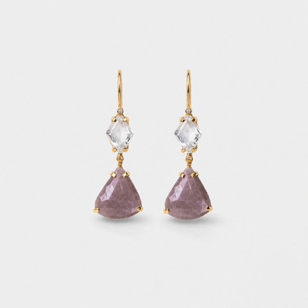 Helen Angel Trillion Cut Raw Sapphire Earrings – Golden Horn Jewellery