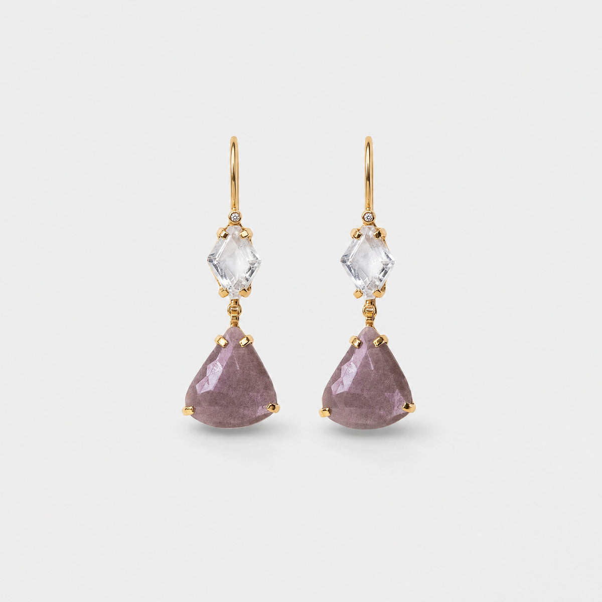 Helen Angel Trillion Cut Raw Sapphire Earrings – Golden Horn Jewellery