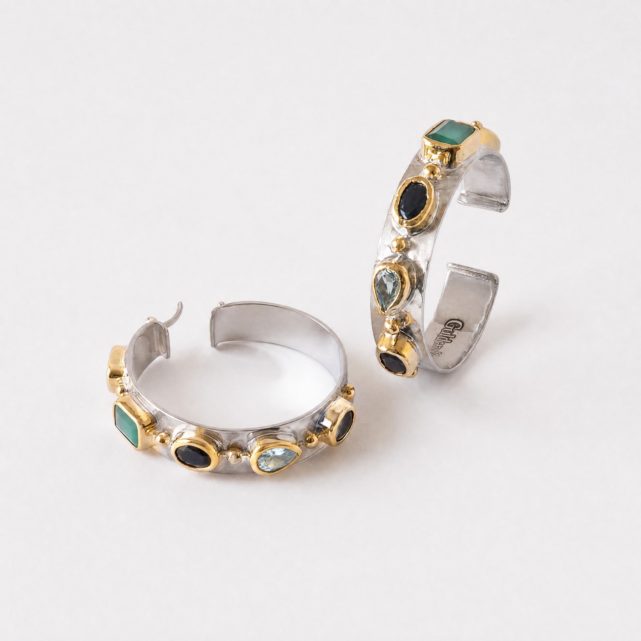 Helen Multistone Silver Hoop Earrings – Golden Horn Jewellery