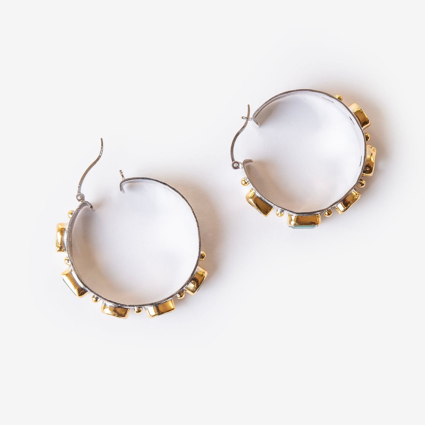 Helen Multistone Silver Hoop Earrings-Golden Horn Jewellery