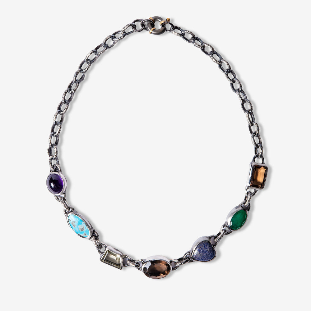 Jupiter Eye Multi Gemstone Choker Necklace-Golden Horn Jewellery