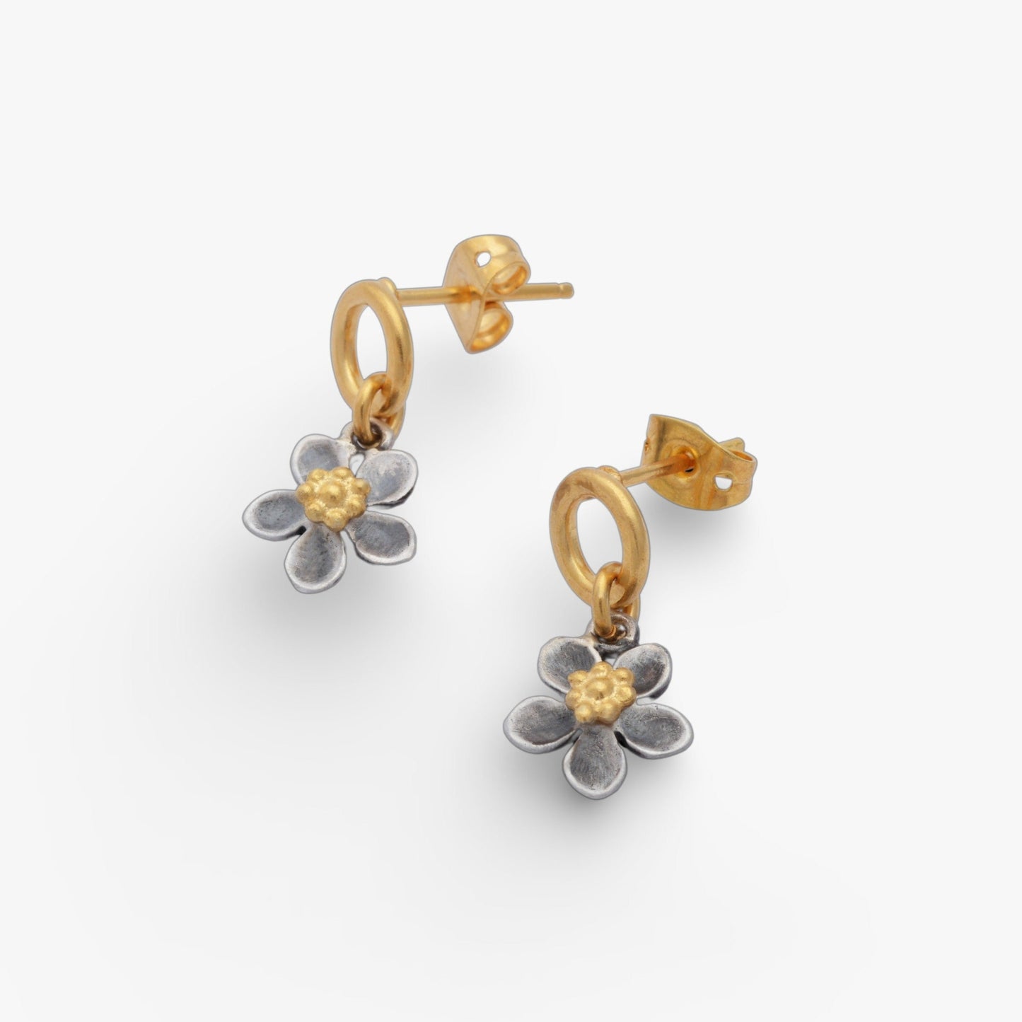 Spring Flower Yellow Circle Stud Earrings - Golden Horn