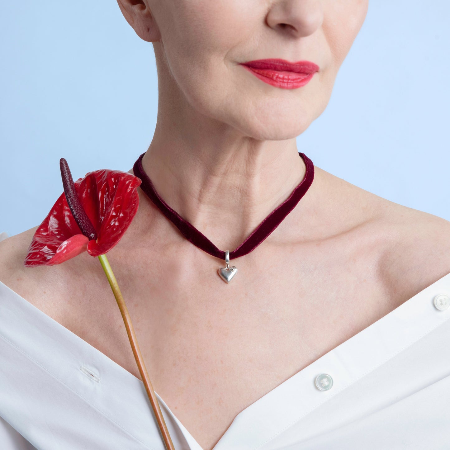 Mini Heart Charm Clip-On Silver Pendant-Golden Horn Jewellery