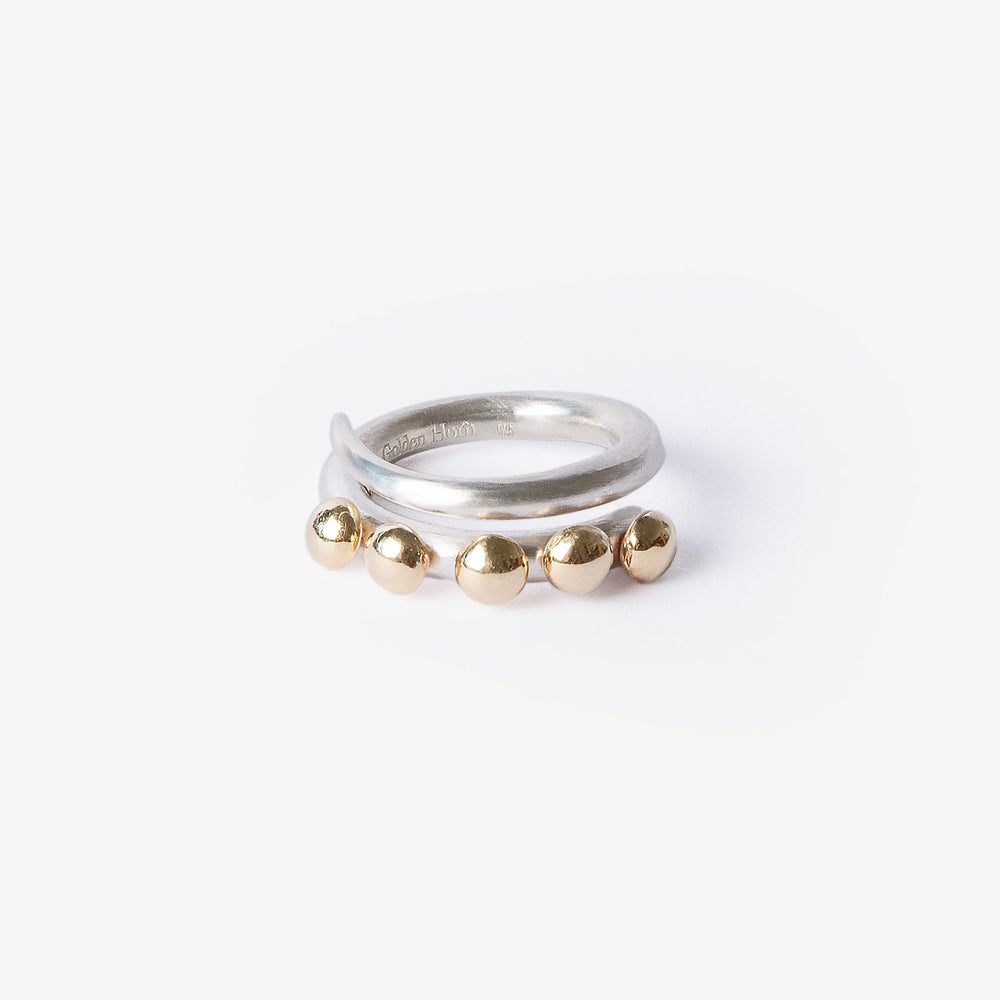 Multi Bubble Dot Circle Stacking Silver Ring-Golden Horn Jewellery