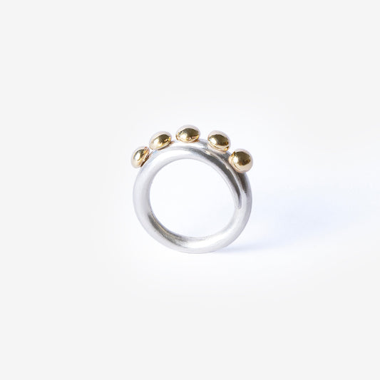 Multi Bubble Dot Circle Stacking Silver Ring-Golden Horn Jewellery