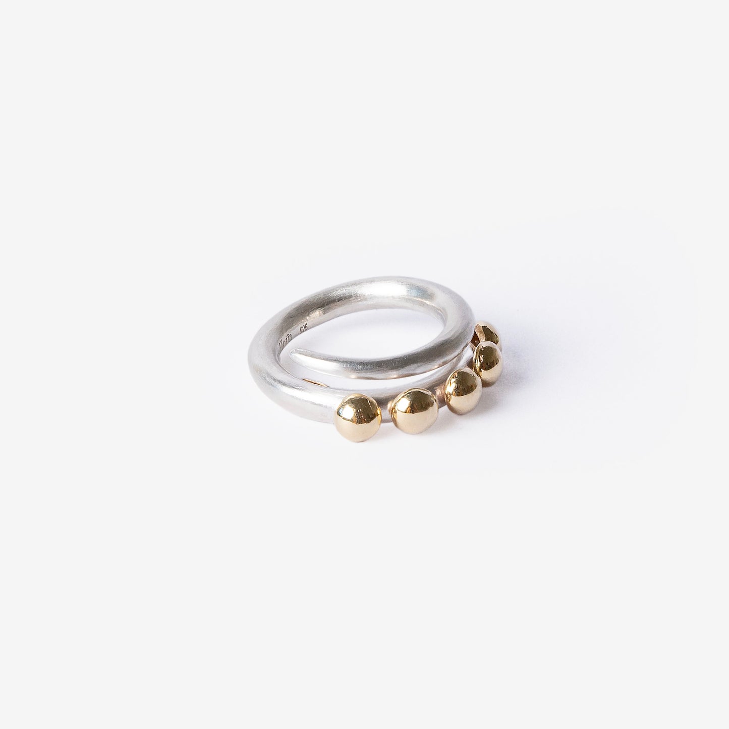 Multi Bubble Dot Circle Stacking Silver Ring-Golden Horn Jewellery