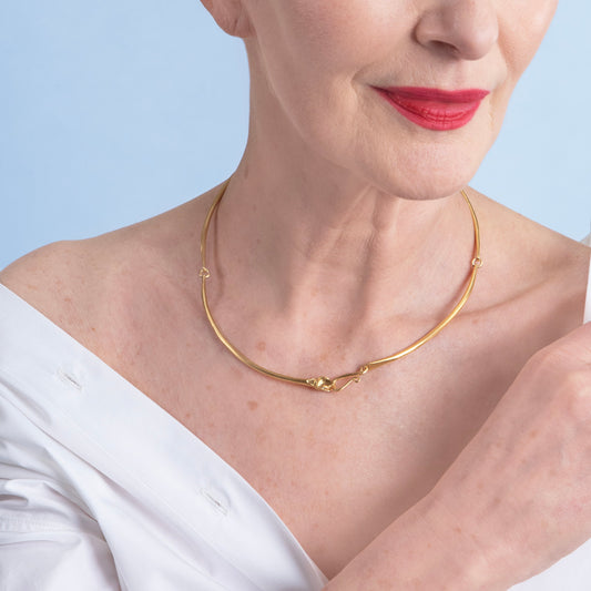 Ouroboros Snake Gold Plated Choker Necklace-Golden Horn Jewellery