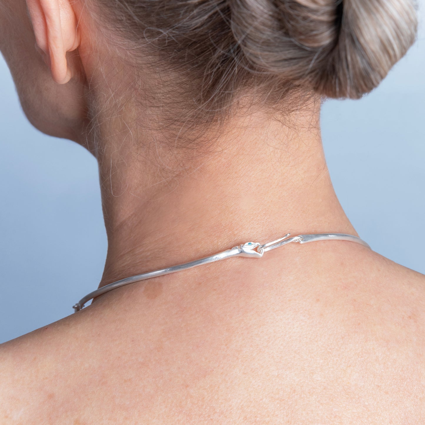 Ouroboros Snake Silver Choker Necklace-Golden Horn Jewellery