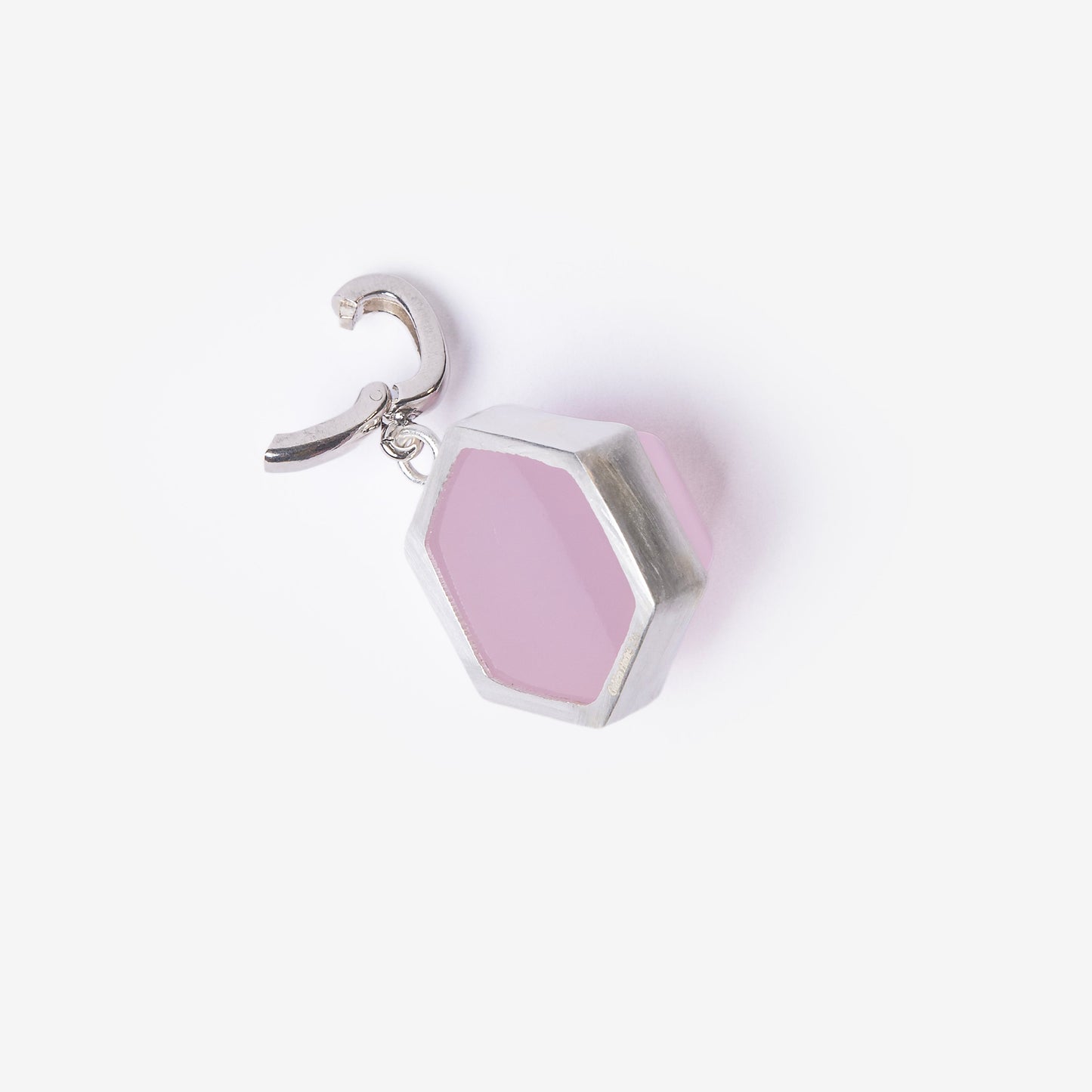 Pink Quartz Dome Silver Charm Clip-On Pendant-Golden Horn Jewellery