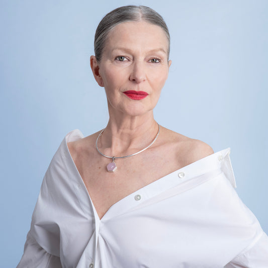 Pink Quartz Dome Silver Charm Clip-On Pendant-Golden Horn Jewellery