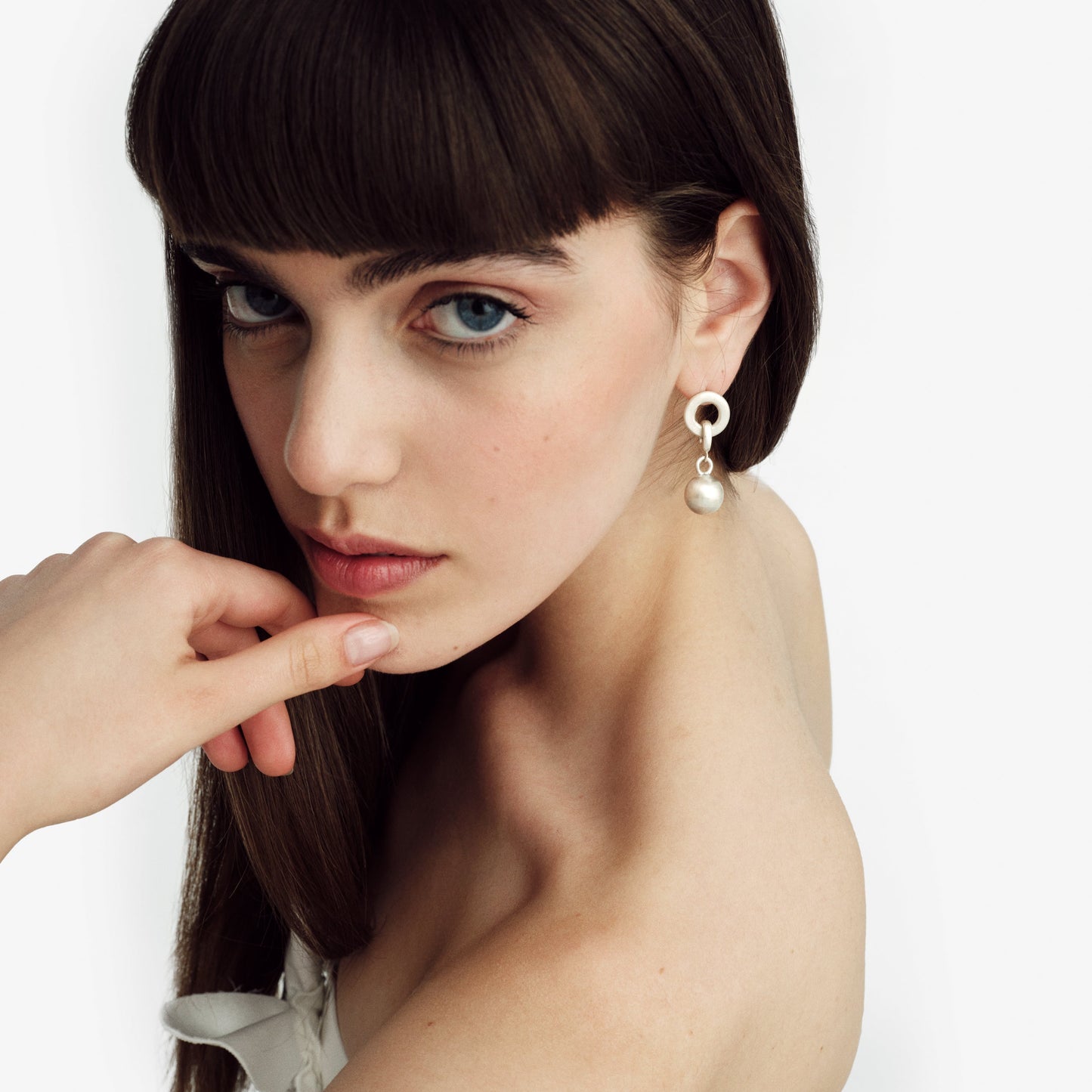 Silver Bead Circle Drop Earrings - Golden Horn Jewellery