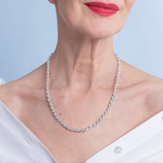 Silver Rope Chain Necklace-Golden Horn Jewellery