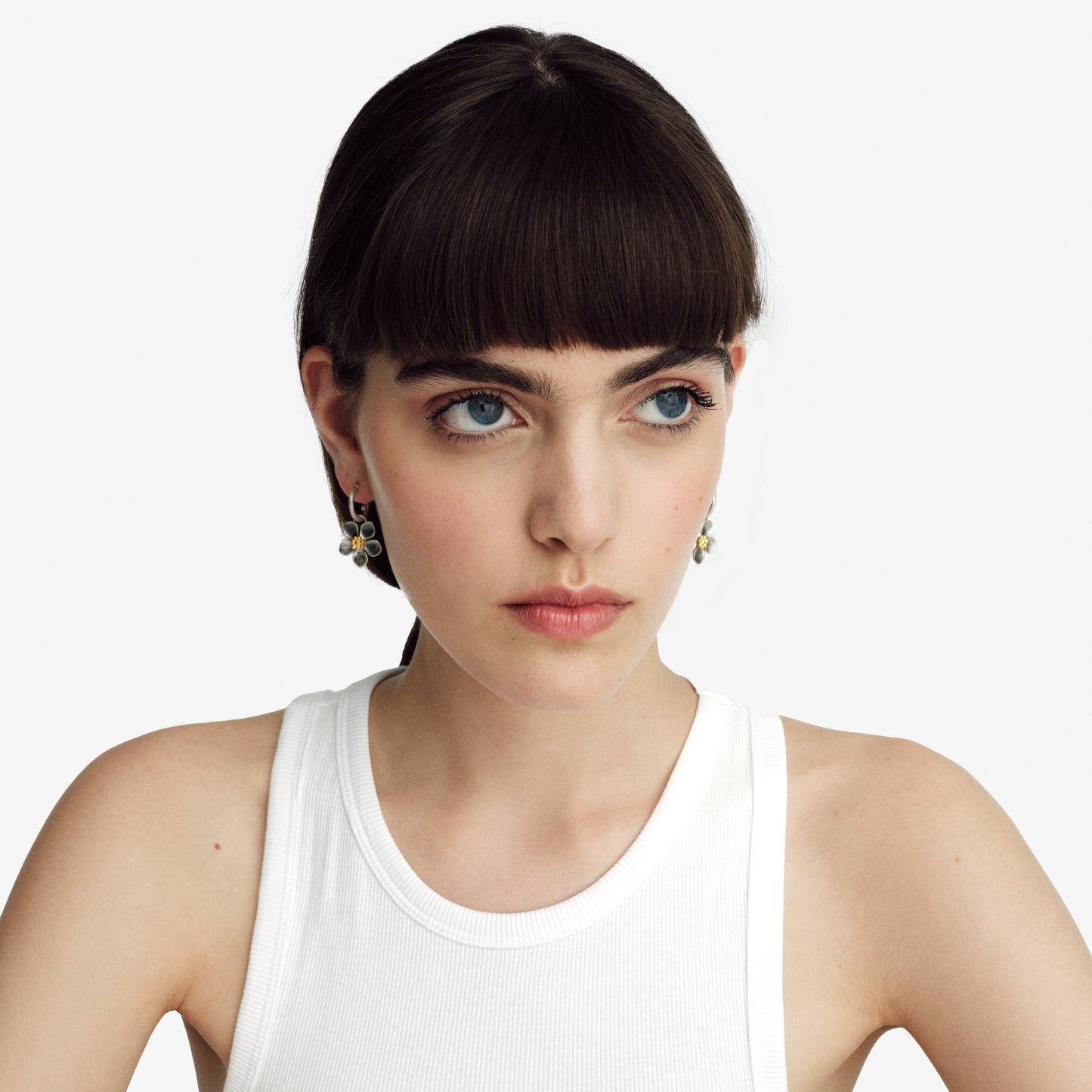 Spring Flower J Hoop Earrings - Golden Horn