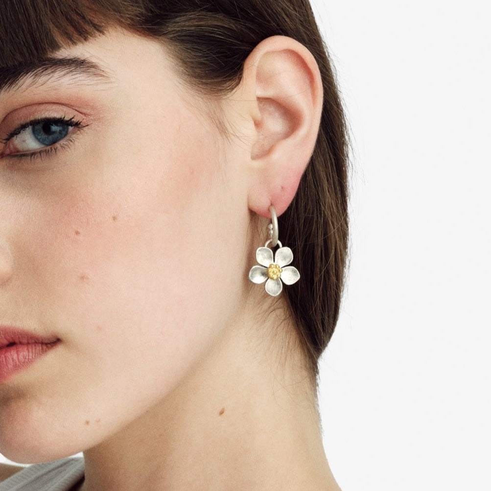 Spring Flower J Hoop Earrings - Golden Horn Jewellery