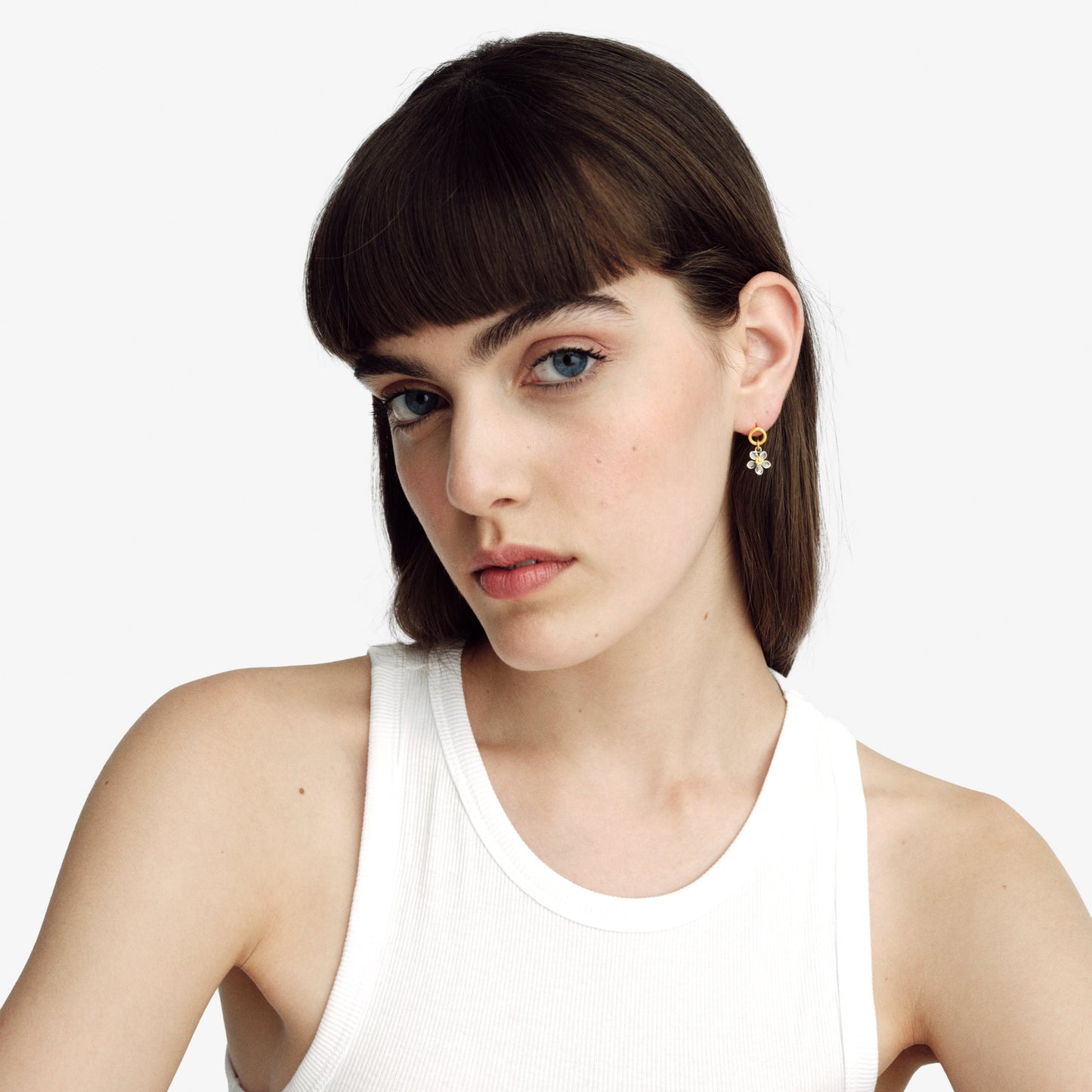 Spring Flower Yellow Circle Stud Earrings - Golden Horn