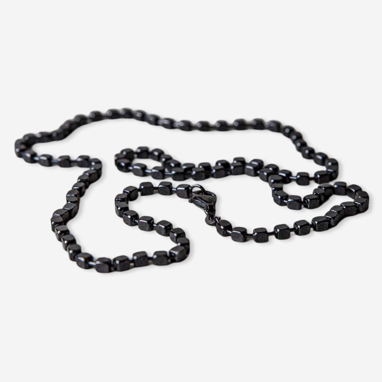 Sugar Cube Black Silver Chain Necklace