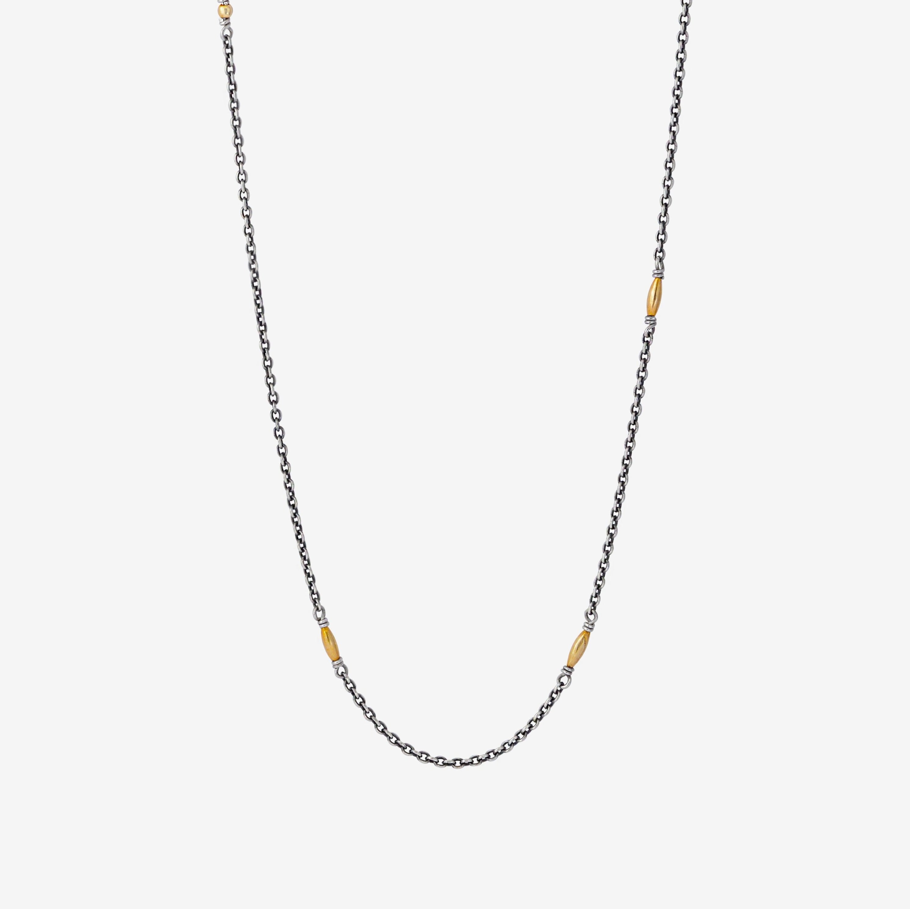 Golden Beaded Thin-Cable Chain Necklace - Golden Horn