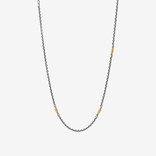 Golden Beaded Thin-Cable Chain Necklace - Golden Horn