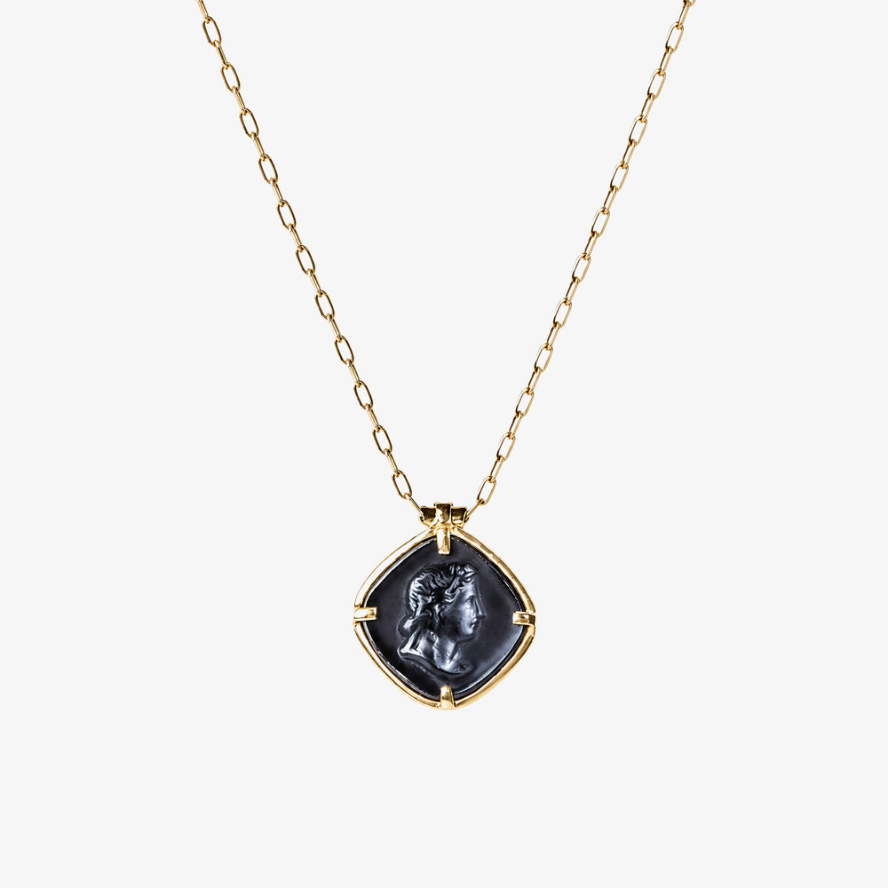 Apollo Black Agate Pendant Necklace – handmade jewellery by Golden Horn