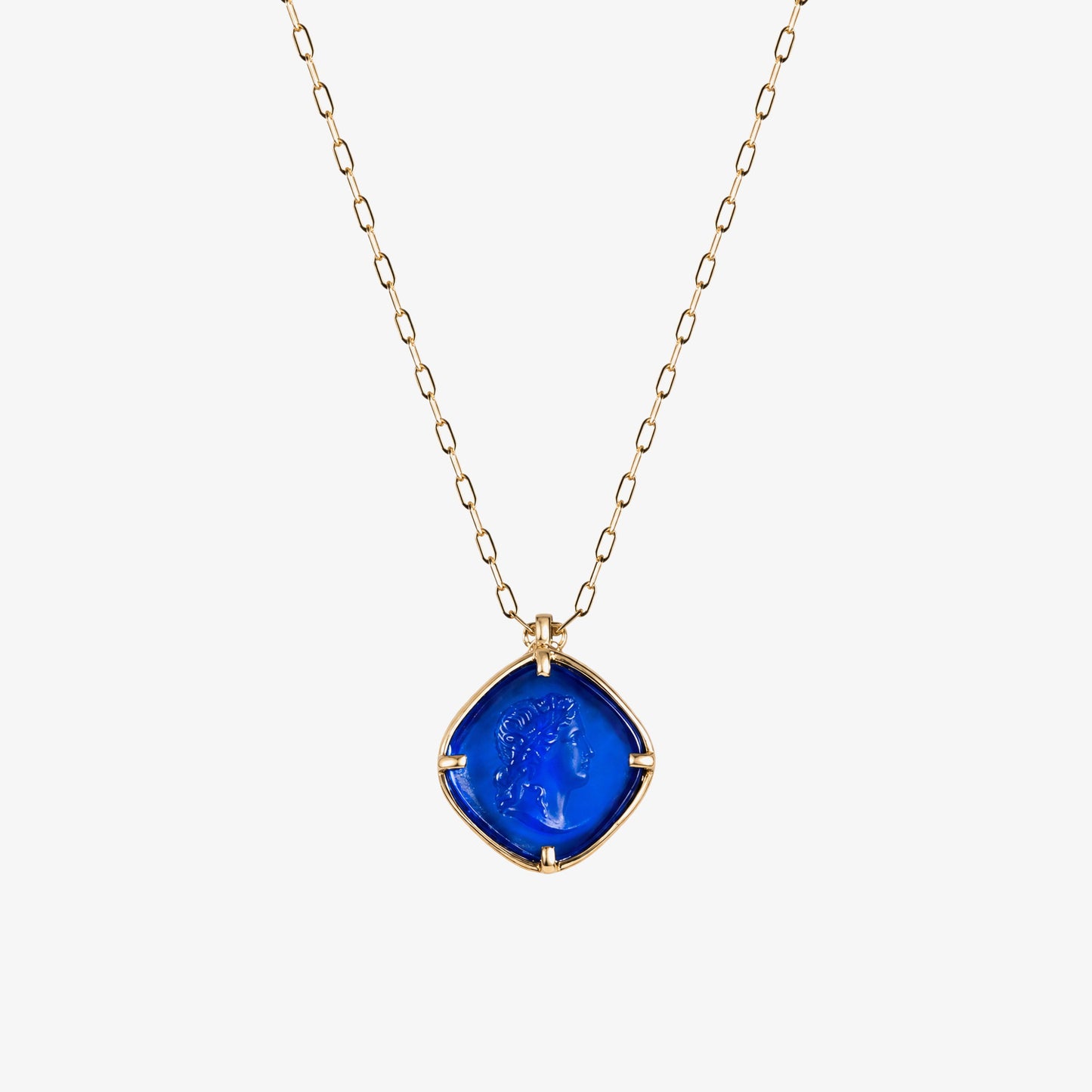 Apollo Blue Agate Pendant Necklace – handmade jewellery by Golden Horn