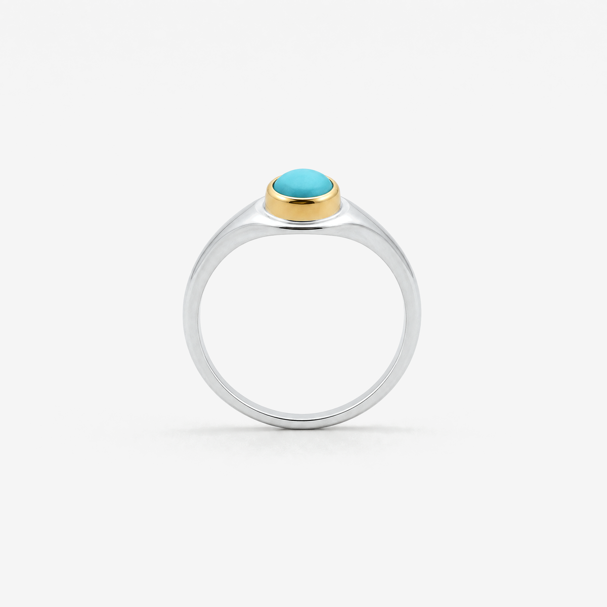 December Turquoise Birthstone Ring, front view showing full band - Golden Horn Jewellery