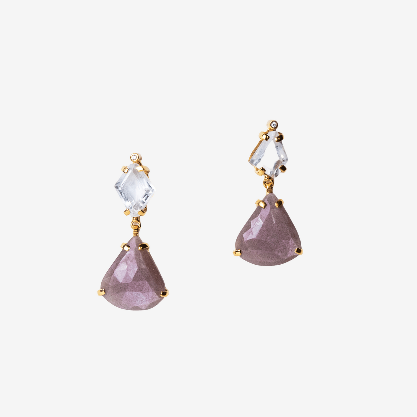 Helen Gem Stone Earrings - Briolette Cut - Golden Horn