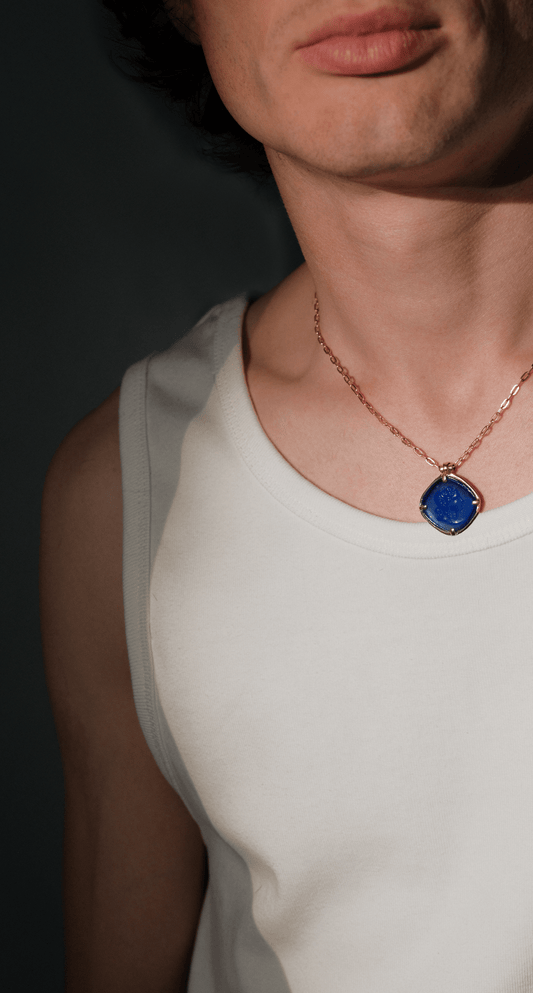 Cobalt Blue Apollo Pendant - Golden Horn