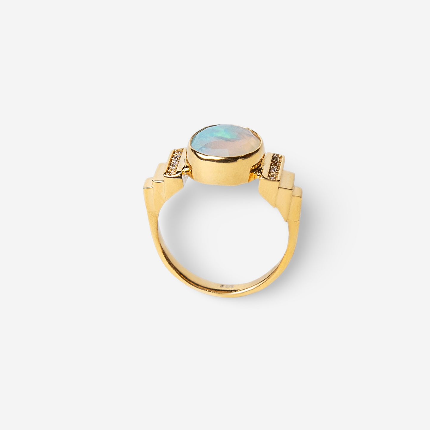 Art Deco Moon Stone Ring-Golden Horn Jewellery