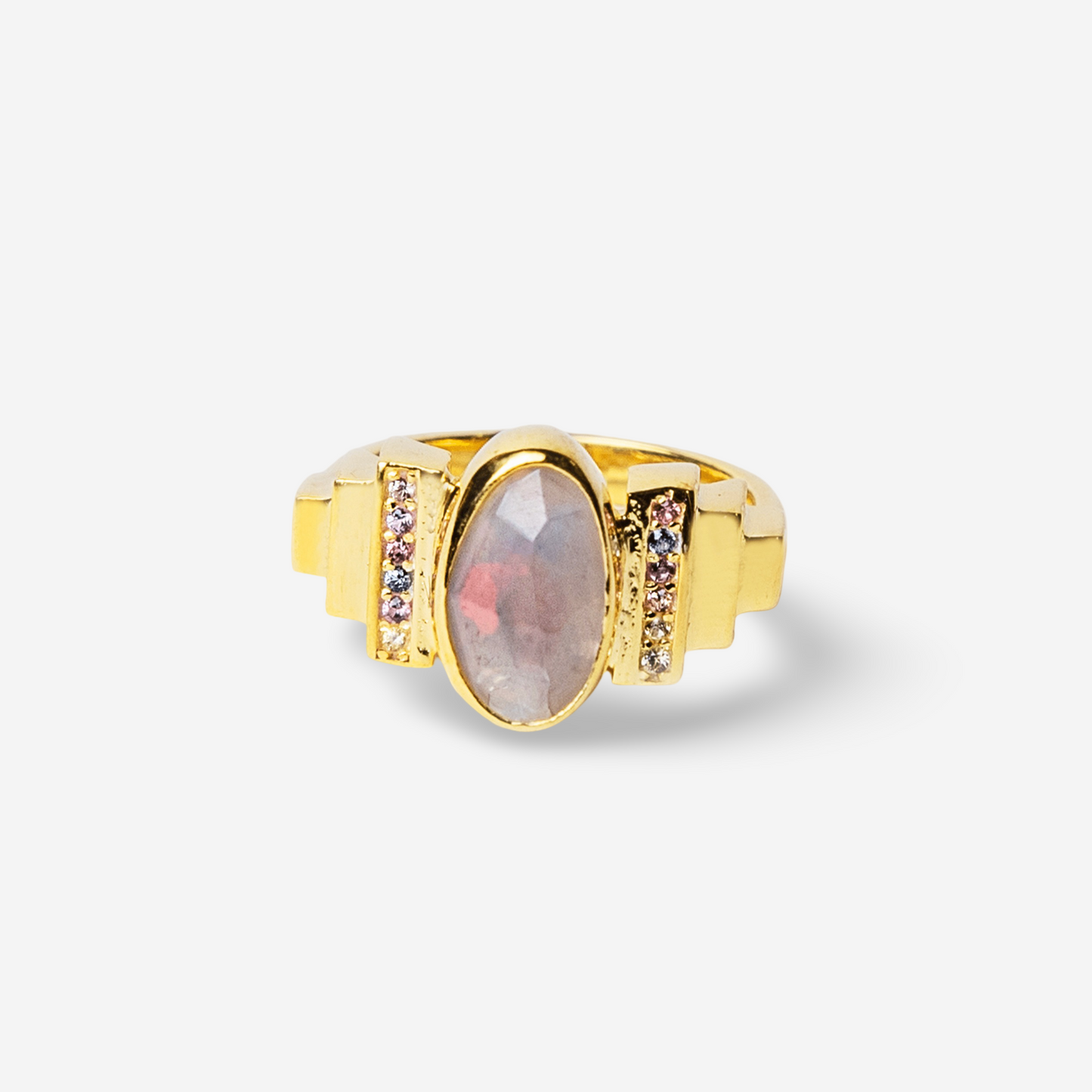 Art Deco Moon Stone Ring-Golden Horn Jewellery