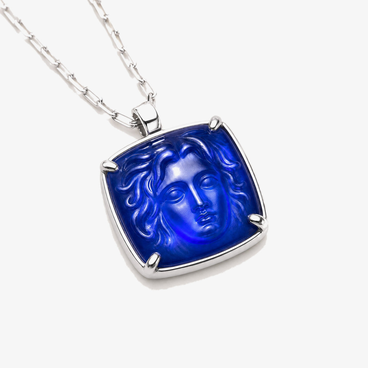 Medusa Blue Agate Silver Pendant Necklace pendant detail – Golden Horn Jewellery