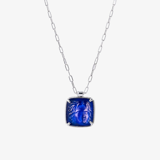 Medusa Blue Agate Silver Pendant Necklace – handmade jewellery by Golden Horn
